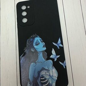 Black Phone Case with Blue Artistic Design